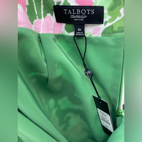 TALBOTS Multicolor Pink, Green & White Floral Canvas A-Line Midi Length Skirt, 8 - Picture 13 of 16